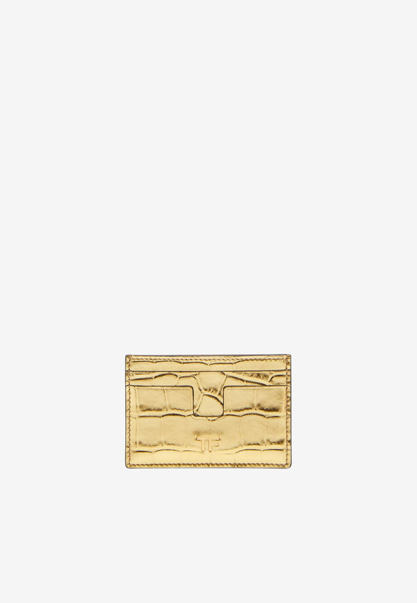 Tom Ford TF Metallic Cardholder in Croc-Embossed Leather Gold S0250T-LCL258 U2004