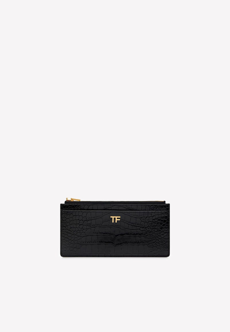 Tom Ford TF Zipped Wallet in Croc Embossed Leather S0435-LCL150G 1N001 Black