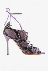 Malone Souliers Savannah 100 Animal Print Sandals in Leather Lilac SAVANNAH 100-109 LILAC/LILAC