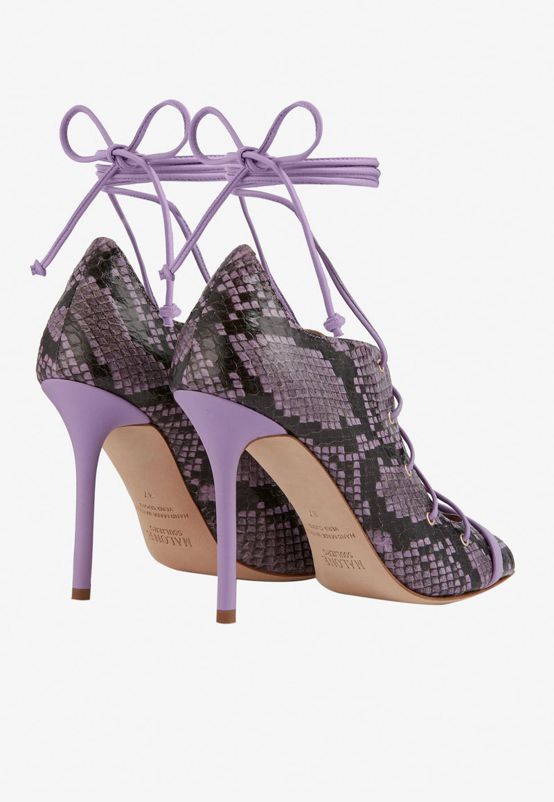 Malone Souliers Savannah 100 Animal Print Sandals in Leather Lilac SAVANNAH 100-109 LILAC/LILAC