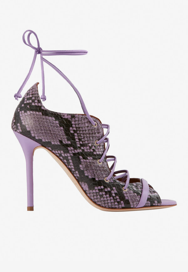 Malone Souliers Savannah 100 Animal Print Sandals in Leather Lilac SAVANNAH 100-109 LILAC/LILAC