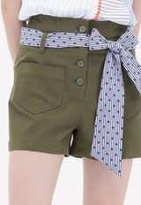 Double Waist Shorts with Dotted Belt Strap