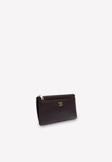 Dolce 
Gabbana Logo Plaque Cardholder in Dauphine Leather Black BI1265 A1001 8M073