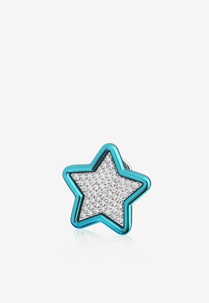 EÉRA Special Order - Star Diamond Stud Earring in Metallic and 18-karat White Gold Light Blue STERME13U2