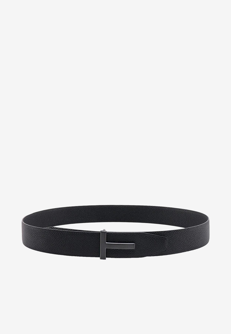 Tom Ford T Logo Buckle Belt in Grained Leather Black TB178-LCL236L 1N001