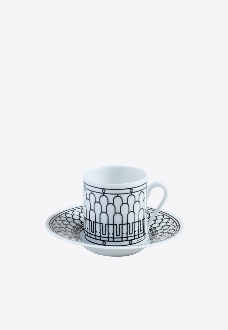 Hermès H Déco Coffee Cup and Saucer- Set of 2 White