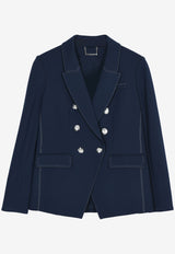 T Tahari Double-Breasted Blazer Blue