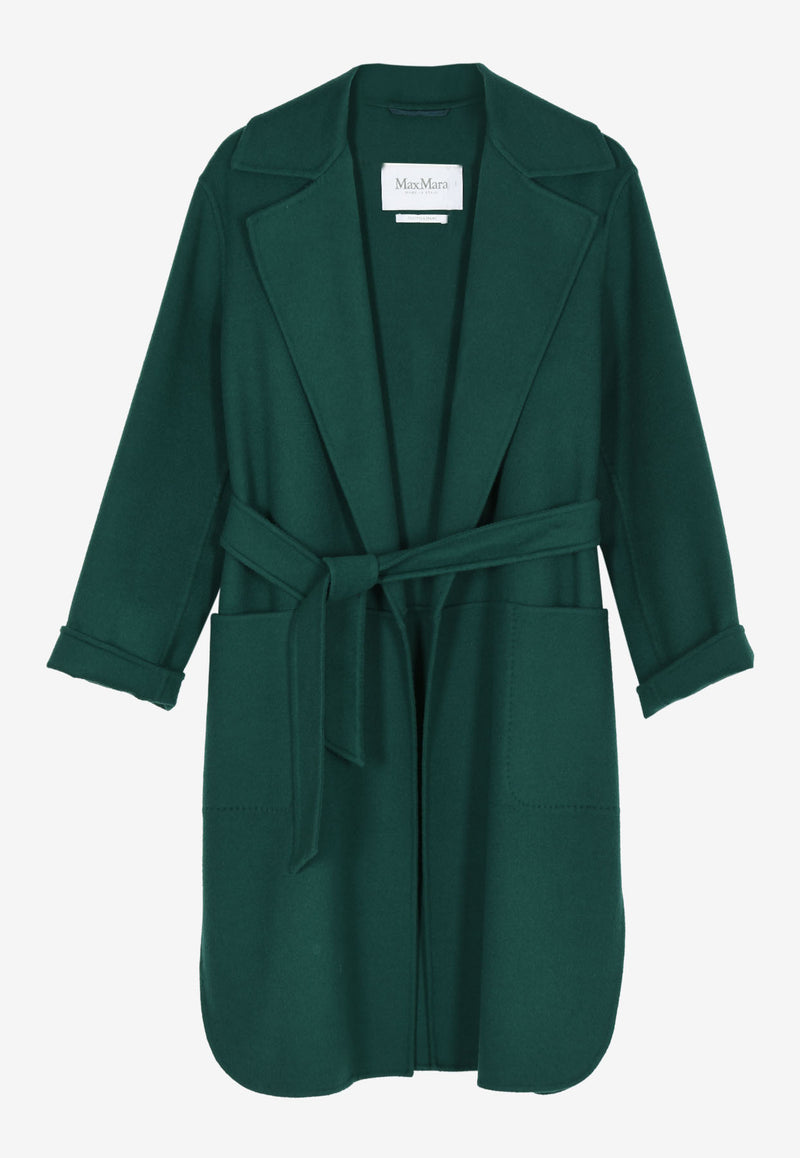 Max Mara Long Wool Coat with Self-Tie Belt 10810241000GREEN