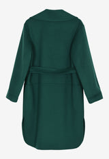 Max Mara Long Wool Coat with Self-Tie Belt 10810241000GREEN