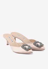 Manolo Blahnik Hangisimu 50 Crystal Buckle Mules Nude HANGISIMU FMC 50 NUDE 2504 0725-0028