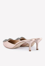 Manolo Blahnik Hangisimu 50 Crystal Buckle Mules Nude HANGISIMU FMC 50 NUDE 2504 0725-0028