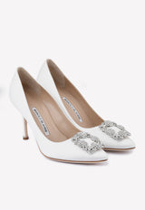 Manolo Blahnik Hangisi 90 Crystal Buckle Pumps Cream HANGISI CLC 90 CREAM 1205 0317-0047