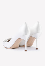 Manolo Blahnik Hangisi 90 Crystal Buckle Pumps Cream HANGISI CLC 90 CREAM 1205 0317-0047