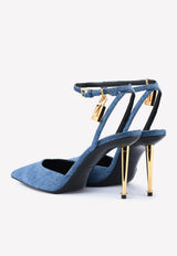 Tom Ford Padlock 85 Pointed Denim Pumps W2980T-TDE002 U5046 Blue