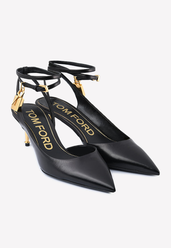 Tom Ford Padlock 55 Shiny Leather Pointed Pumps W2962T-LKD002 U9000 Black