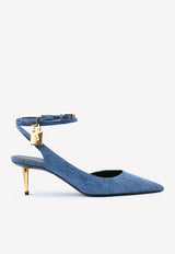 Tom Ford Padlock 55 Pointed Denim Pumps W2962T-TDE002 U5046 Blue