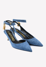 Tom Ford Padlock 55 Pointed Denim Pumps W2962T-TDE002 U5046 Blue