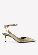 Tom Ford Padlock 55 Coated Denim Pumps W2962T-IDE011 U2004 Gold