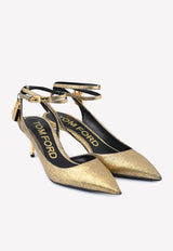 Tom Ford Padlock 55 Coated Denim Pumps W2962T-IDE011 U2004 Gold