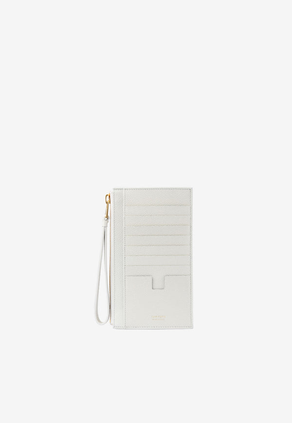 Tom Ford TF Zip Cardholder in Grained Leather with Wrist Strap White S0417T-LCL095 U1003