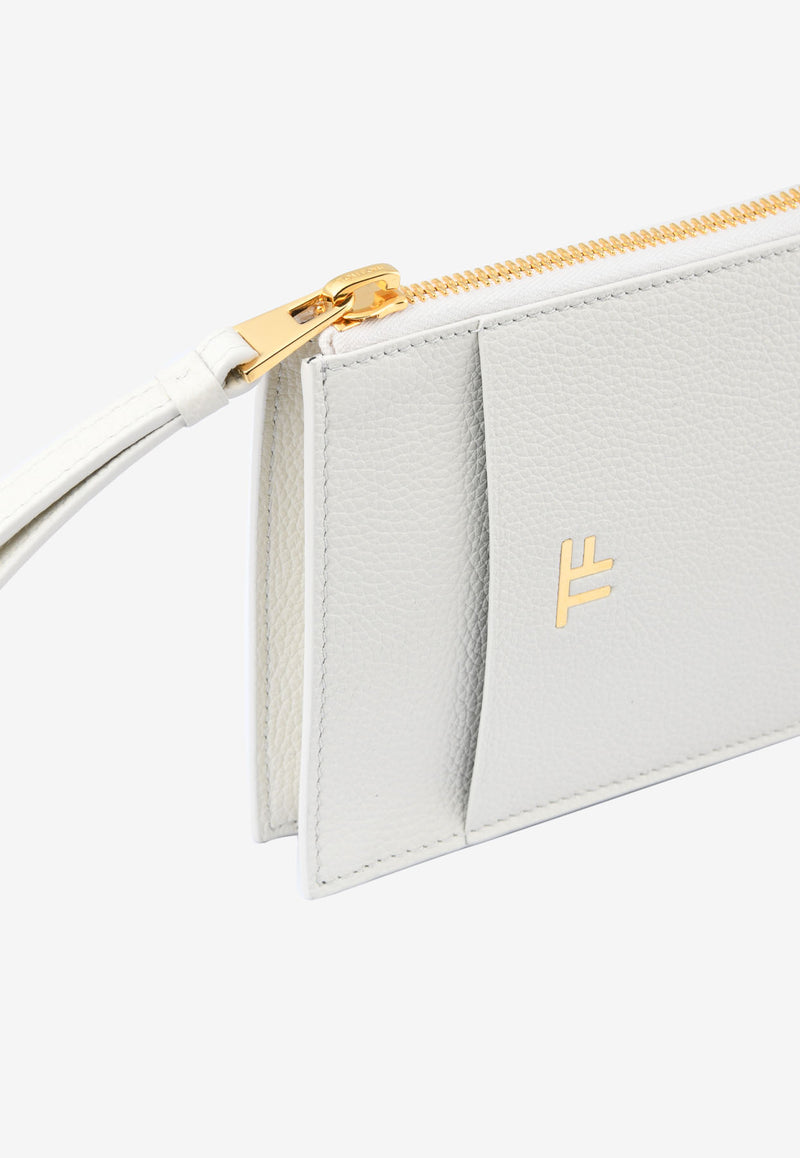 Tom Ford TF Zip Cardholder in Grained Leather with Wrist Strap White S0417T-LCL095 U1003