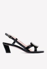 Roger Vivier Belle Vivier 45 Buckle Slingback Sandals in Patent Leather Black RVW65832620D1PB999 VERNIS LUXOR