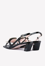 Roger Vivier Belle Vivier 45 Buckle Slingback Sandals in Patent Leather Black RVW65832620D1PB999 VERNIS LUXOR