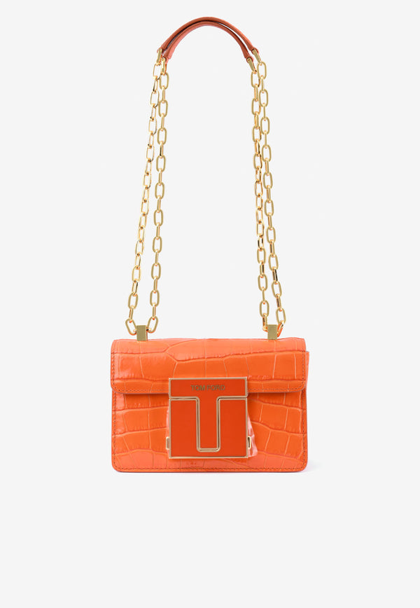 Tom Ford Mini 001 Chain Shoulder Bag in Croc-Embossed Leather Orange L1384E-LCL150 U2068