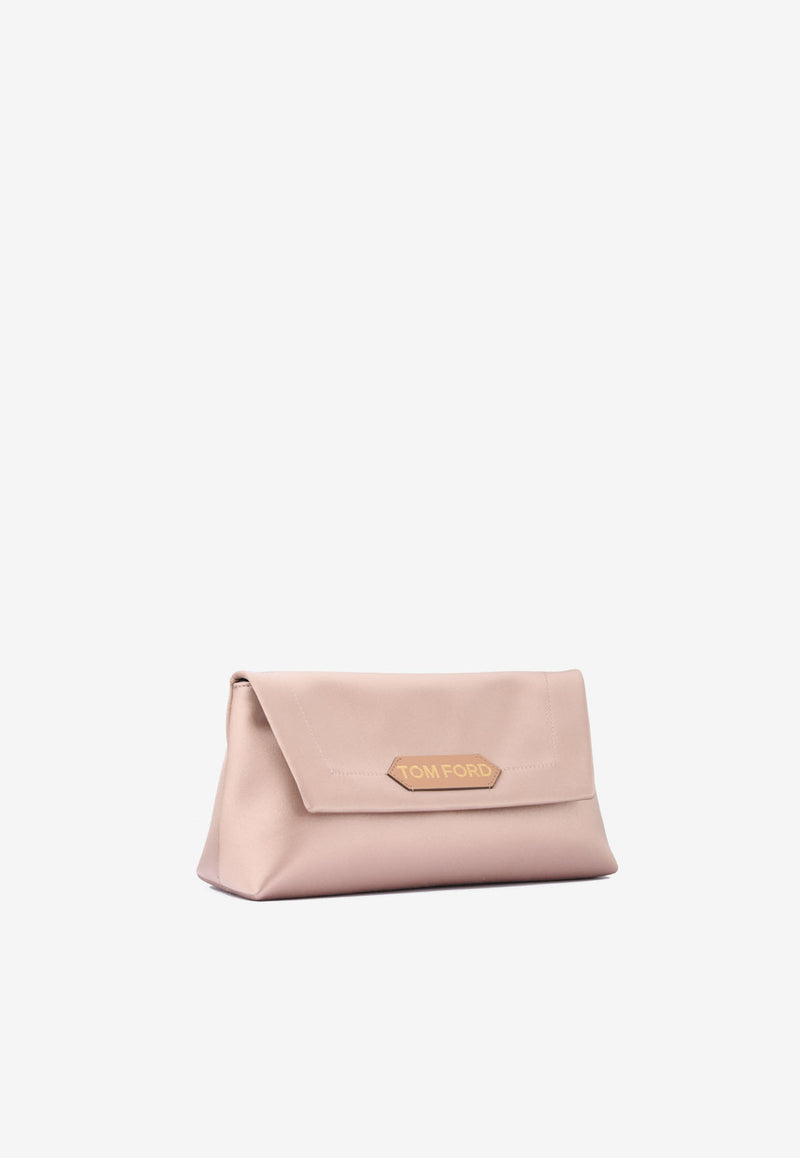 Tom Ford Small Label Chained Satin Clutch Blush L1504T-TSA005 U3062