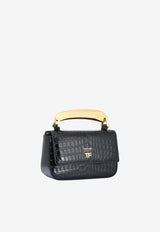 Tom Ford Stamped Crocodile Leather Chain Crossbody Bag Black L1491T-LCL202 U9000