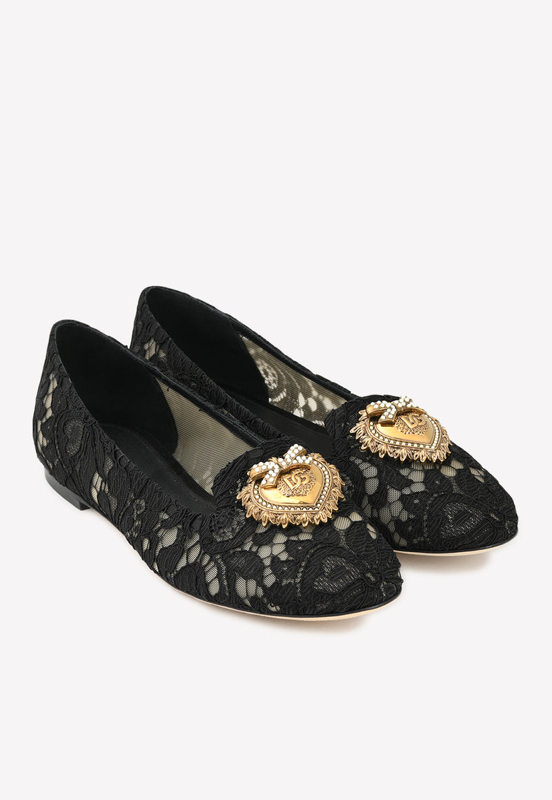 Dolce 
Gabbana Devotion Taormina Lace Ballet Flats Black CP0010 AY198 80999