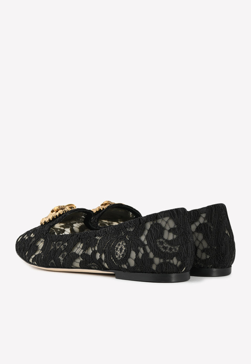 Dolce 
Gabbana Devotion Taormina Lace Ballet Flats Black CP0010 AY198 80999