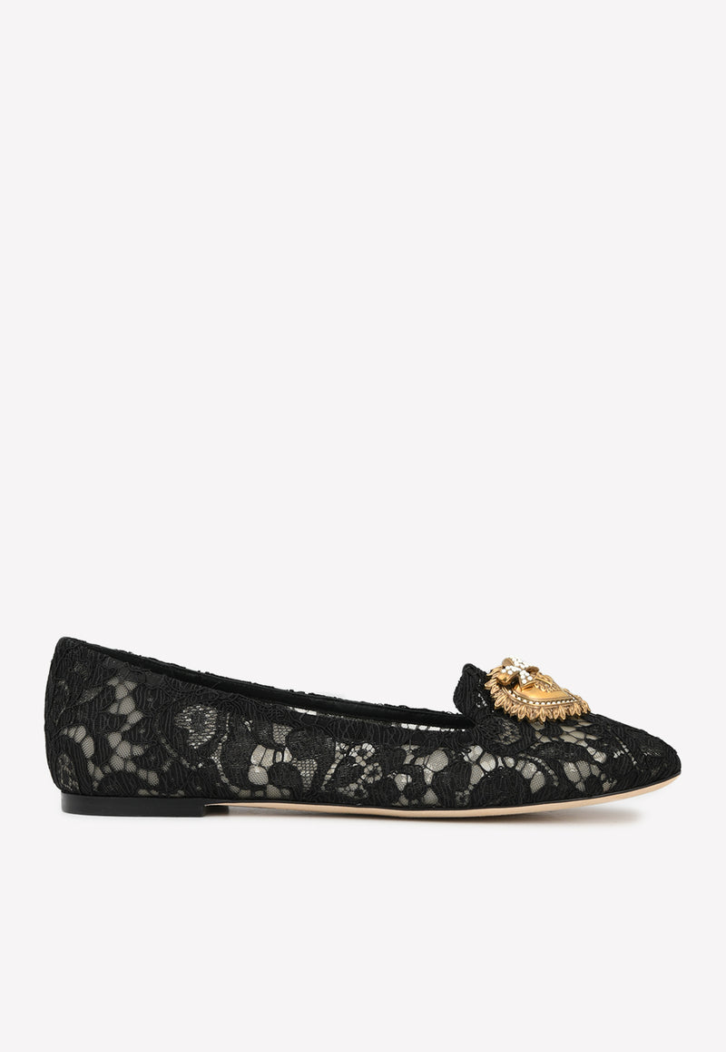 Dolce 
Gabbana Devotion Taormina Lace Ballet Flats Black CP0010 AY198 80999