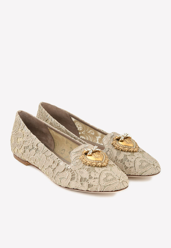 Dolce 
Gabbana Devotion Taormina Lace Ballet Flats Beige CP0010 AY198 80703