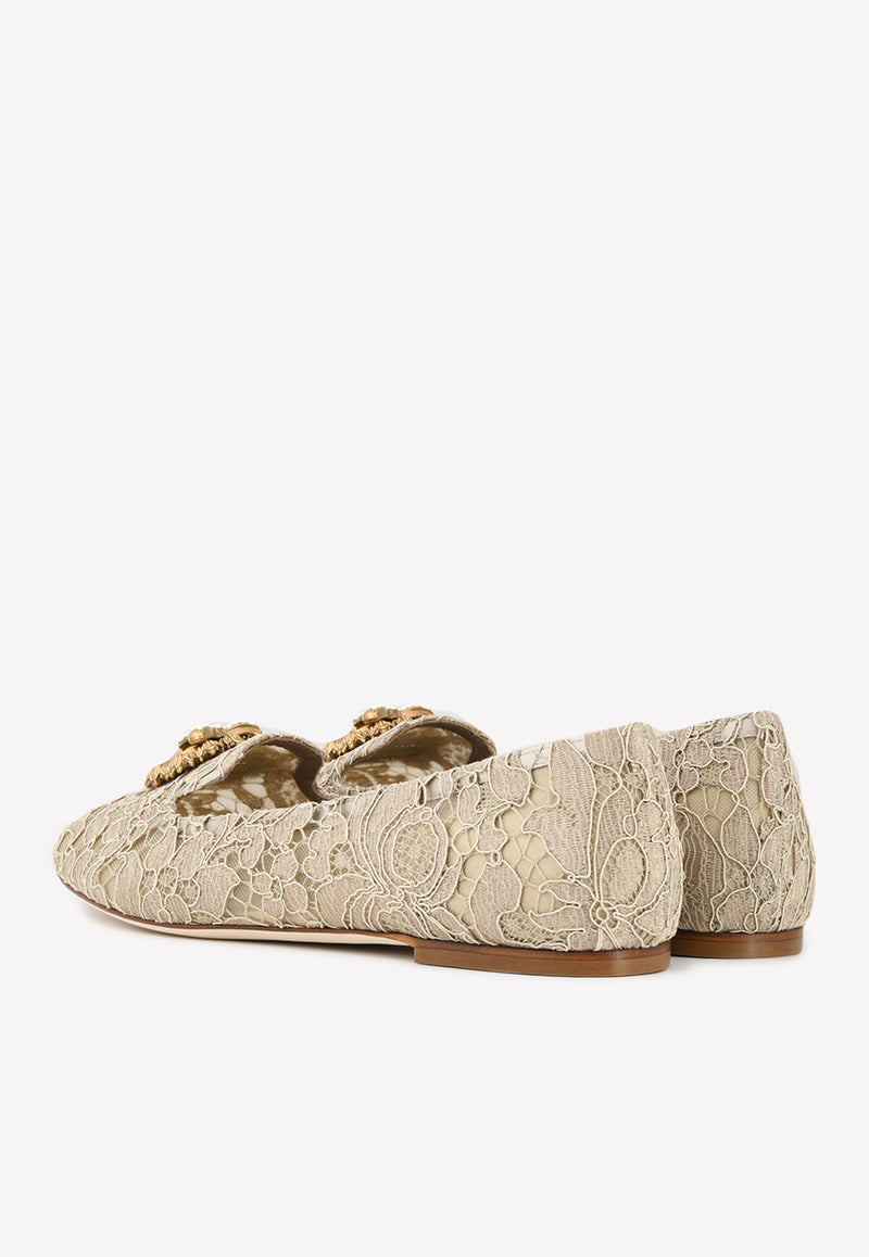 Dolce 
Gabbana Devotion Taormina Lace Ballet Flats Beige CP0010 AY198 80703