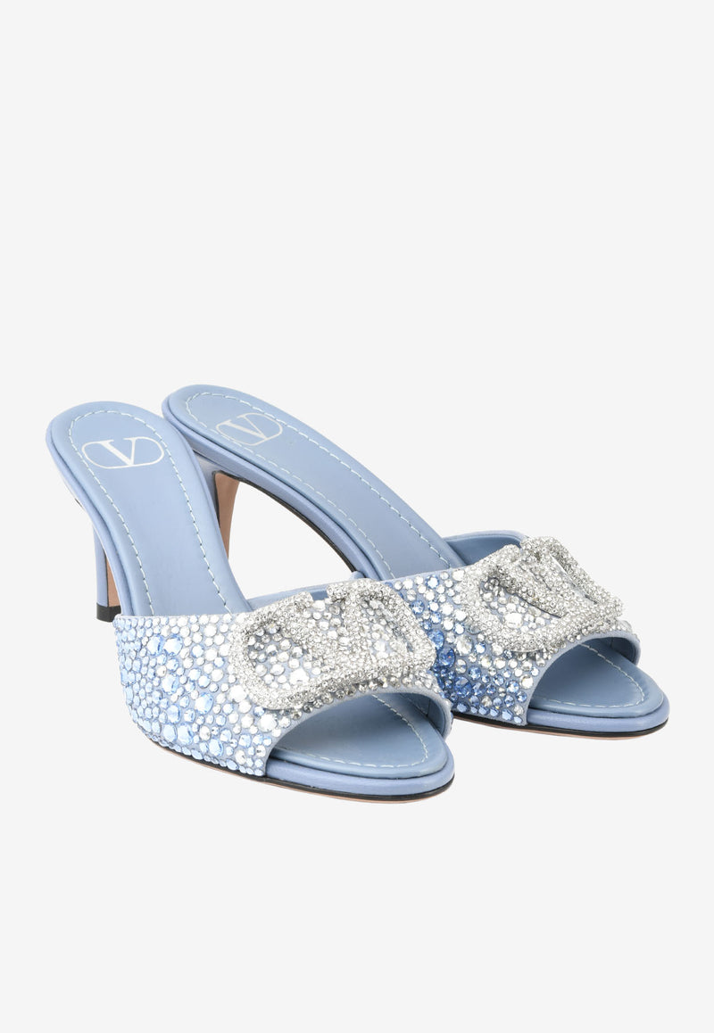 Valentino VLogo 70 Crystal Embellished Mules Light Blue XW0S0EL1NMT 56Y