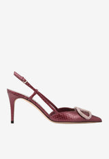 Valentino VLogo 80 Metallic Slingback Pumps in Elaphe Leather Purple XW0S0R01TAH AA7