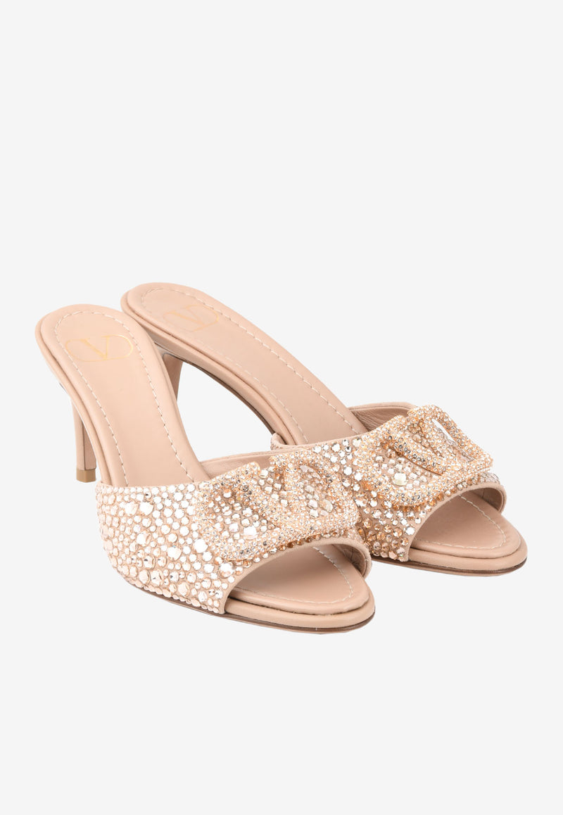 Valentino VLogo 70 Crystal Embellished Mules Blush XW0S0EL1NMT GF9