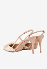 Valentino VLogo 80 Slingback Pumps in Elaphe Leather Blush XW0S0R01NMT GF9