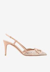 Valentino VLogo 80 Slingback Pumps in Elaphe Leather Blush XW0S0R01NMT GF9