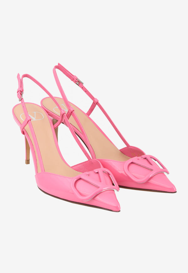 Valentino VLogo 80 Patent Leather Slingback Pumps Pink XW2S0R01TMK HW4