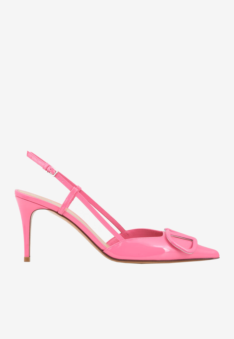 Valentino VLogo 80 Patent Leather Slingback Pumps Pink XW2S0R01TMK HW4