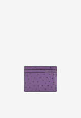 Valentino VLogo Cardholder in Ostrich Leather Purple XW2P0V32CFQ T1N