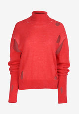 MM6 Maison Margiela Distressed Knitted Sweater Red