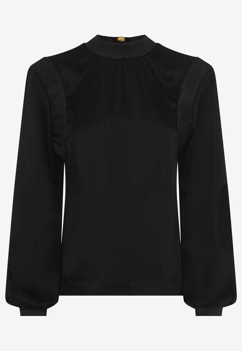 Tom Ford Long-Sleeved Top in Double-Faced Satin TS2024-FAX727 LB999 Black