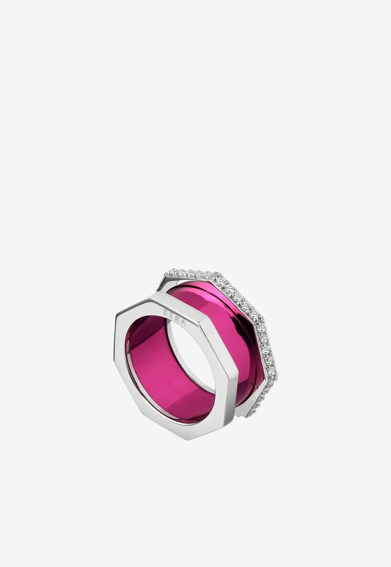 EÉRA Special Order - Tubo Diamond Embellished Ring in 18k Gold Fuchsia TURIME14U1