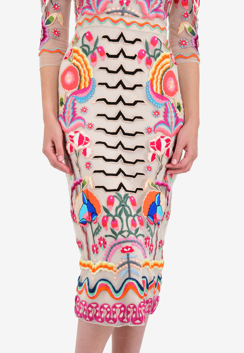 Temperley London Multicolor Fitted Chimera Dress 17UCMR51903