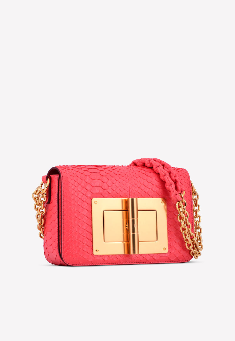 Medium Natalia Python Leather Bag with Turn-Lock