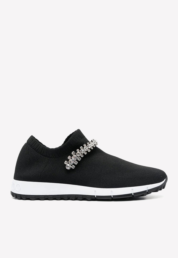 Jimmy Choo Verona Slip-On Sneakers with Crystal Embellishment Black VERONA KSC BLACK/CRYSTAL