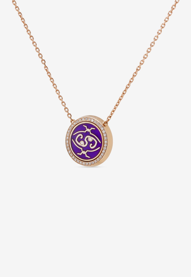 Intisars Me Oh Me VIP Full Pavé Purple 18K Rose Gold Diamond Necklace Purple